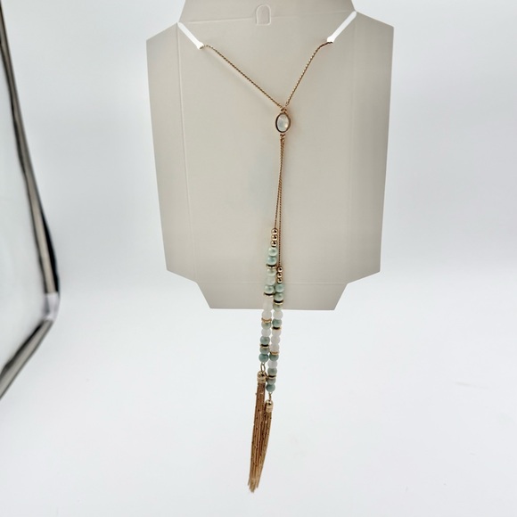 🅱️ Romolo Gold Tone Beaded Tassel Long Fashion Necklace - Picture 1 of 4